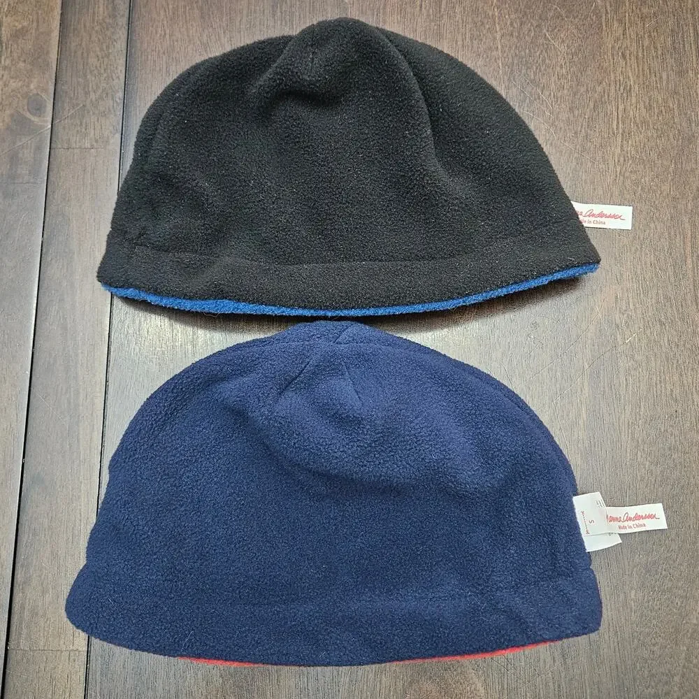 Hanna Andersson Winter Beanie Hats Boys‎ S Lot of 2 Reversible Striped Outdoor